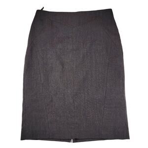 Mango Pencil‎ Skirt sz 6 Women Gray Back Slit Lined Business Academia Office